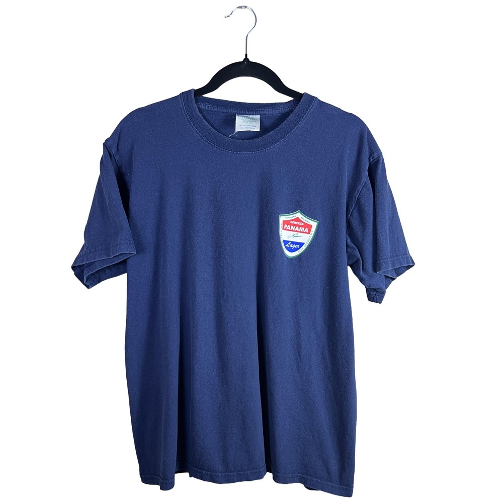 Unicrese Cerveza Panama Lager Beer‎ Souvenir Graphic T-Shirt Navy Blue XL
